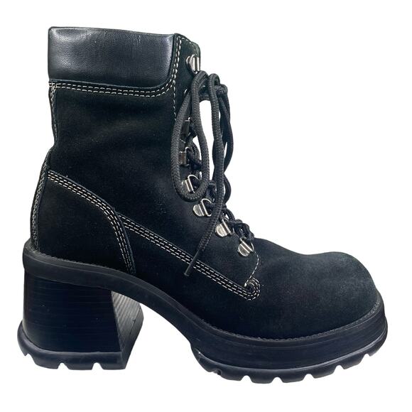 Rare Steve Madden Hilly Vintage 90’s Y2K Black Chunky Heel Boot Size US 7.5 - Picture 1 of 14